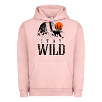 Pigment Salmon stay wild illustration with mountain Urban Hoodie - artisFamous