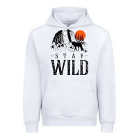 White stay wild illustration with mountain Urban Hoodie - artisFamous