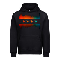 Black chicago flag skyline Urban Hoodie - artisFamous