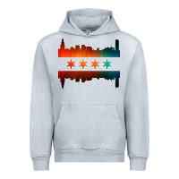 Heather Grey chicago flag skyline Urban Hoodie - artisFamous