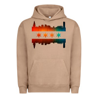 Pigment Burro chicago flag skyline Urban Hoodie - artisFamous