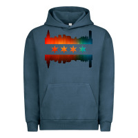 Pigment Midnight Navy chicago flag skyline Urban Hoodie - artisFamous