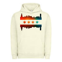 Pigment Pistachio chicago flag skyline Urban Hoodie - artisFamous