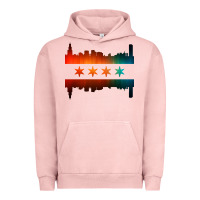 Pigment Salmon chicago flag skyline Urban Hoodie - artisFamous