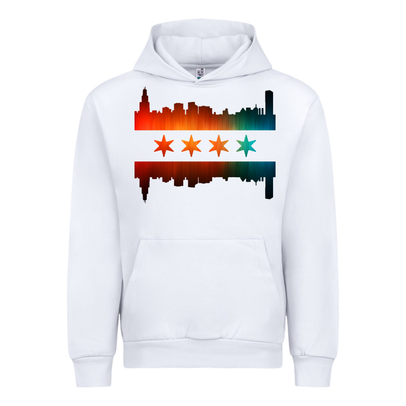 Chicago Flag Skyline Urban Hoodie by artisFamous | Teevron