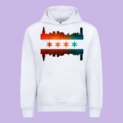 Chicago Flag Skyline Urban Hoodie Designed By Artisfamous