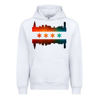 White chicago flag skyline Urban Hoodie - artisFamous