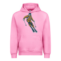 Fuchsia Pink born to ski Urban Hoodie - artisFamous