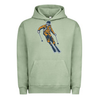 Pigment Oil Green born to ski Urban Hoodie - artisFamous