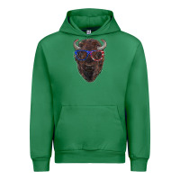 Emerald bison with american flag glasses Urban Hoodie - RanaPortraitStore