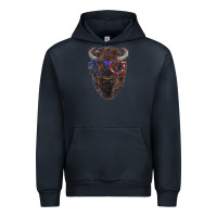 Navy bison with american flag glasses Urban Hoodie - RanaPortraitStore