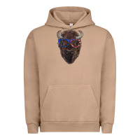 Pigment Burro bison with american flag glasses Urban Hoodie - RanaPortraitStore