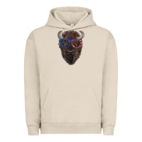Pigment French Oak bison with american flag glasses Urban Hoodie - RanaPortraitStore