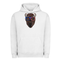 Pigment Lunar Rock bison with american flag glasses Urban Hoodie - RanaPortraitStore