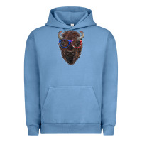 Pigment Pebble Blue bison with american flag glasses Urban Hoodie - RanaPortraitStore