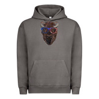 Pigment Tornado bison with american flag glasses Urban Hoodie - RanaPortraitStore