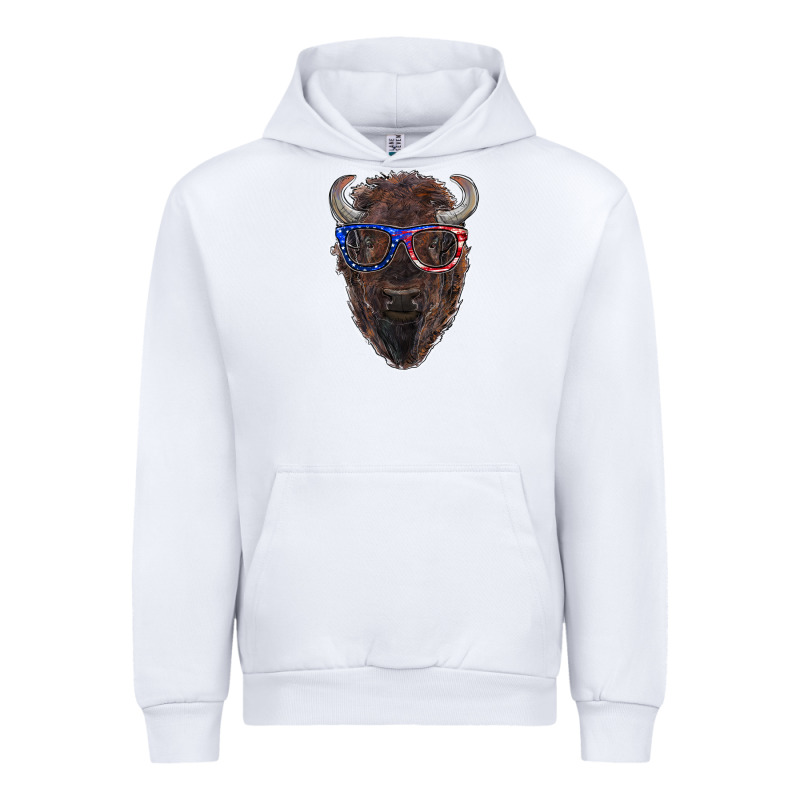 Bison With American Flag Glasses Urban Hoodie by RanaPortraitStore | Teevron