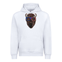White bison with american flag glasses Urban Hoodie - RanaPortraitStore