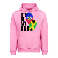 Fuchsia Pink jamaican and haitian mix flag dna heritage Urban Hoodie - artisFamous