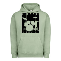 Pigment Oil Green vintage retro drummer Urban Hoodie - artisFamous