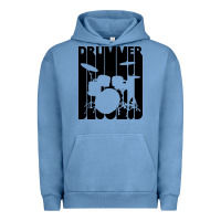 Pigment Pebble Blue vintage retro drummer Urban Hoodie - artisFamous