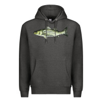 Charcoal Heather Striped Bass Premium Hoodie - LillyAllenDesigns