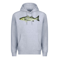 Heather Grey Striped Bass Premium Hoodie - LillyAllenDesigns