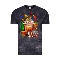 Cloud Black Mexican Frappe With Cactus Sombrero And Maracas Vintage Tee - FaDigitalArtStudio