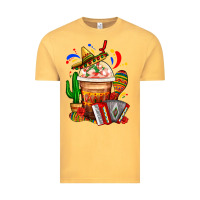Vintage Mustard Mexican Frappe With Cactus Sombrero And Maracas Vintage Tee - FaDigitalArtStudio