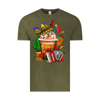 Vintage Olive Mexican Frappe With Cactus Sombrero And Maracas Vintage Tee - FaDigitalArtStudio