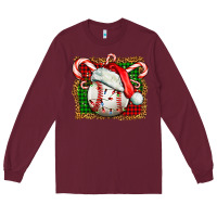 Burgundy baseball christmas Long Sleeve Tee - FaDigitalArtStudio