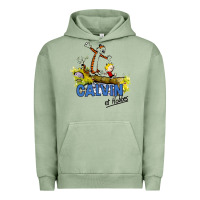 Pigment Oil Green calvin hobbes Urban Hoodie - artisFamous