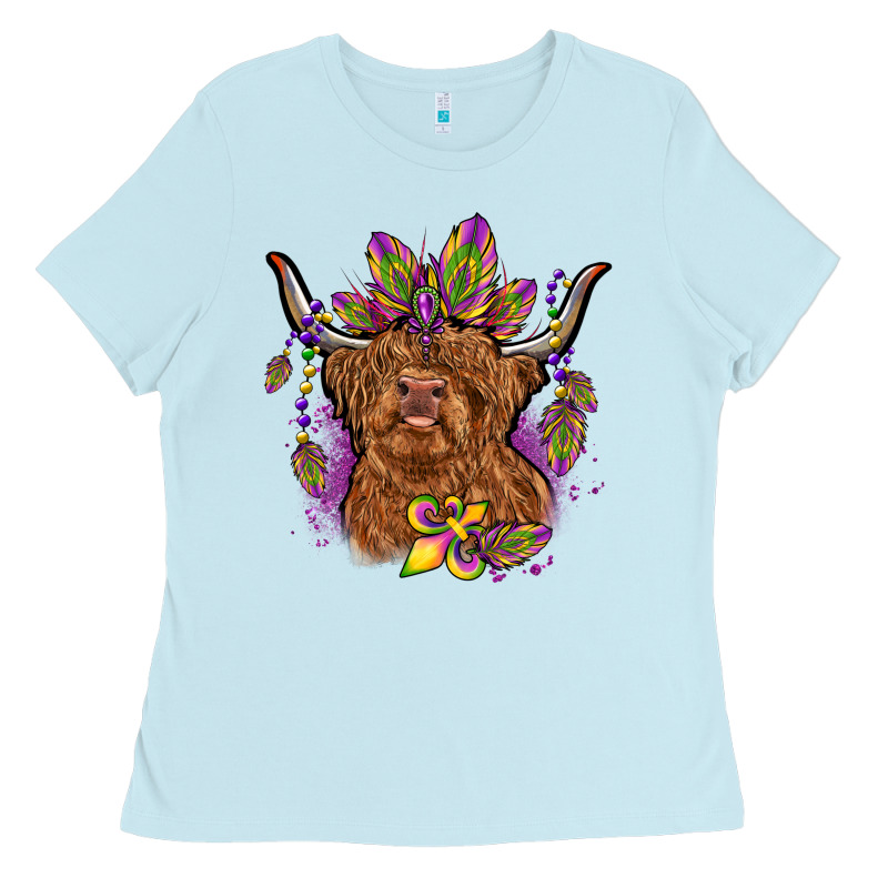 Mardi Gras Cow Ladies Tee by OliviaCreatesArt | Teevron