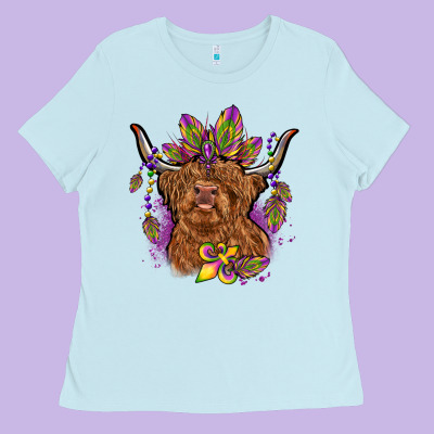 Mardi Gras Cow Ladies Tee Designed By Oliviacreatesart