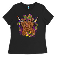 Black mardi gras cow Ladies Tee - OliviaCreatesArt