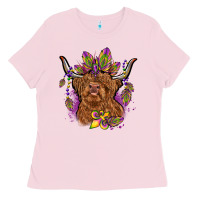 Bubblegum Pink mardi gras cow Ladies Tee - OliviaCreatesArt