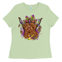 Matcha mardi gras cow Ladies Tee - OliviaCreatesArt