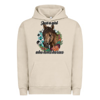 Pigment French Oak Just A Girl Who Loves Horses Urban Hoodie - artisFamous
