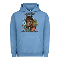 Pigment Pebble Blue Just A Girl Who Loves Horses Urban Hoodie - artisFamous