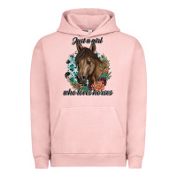 Pigment Salmon Just A Girl Who Loves Horses Urban Hoodie - artisFamous