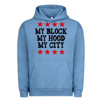 Pigment Pebble Blue my block my hood my city Urban Hoodie - artisFamous
