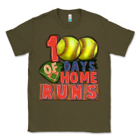 Army Green 100 days of home runs softball Classic Tee - CowGirlArtShop