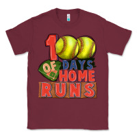 Burgundy 100 days of home runs softball Classic Tee - CowGirlArtShop