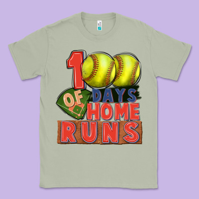 100 Days Of Home Runs Softball Classic Tee Designed By Cowgirlartshop