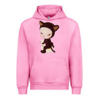 Fuchsia Pink Yoshitomo Nara Cute Cat Urban Hoodie - artisFamous
