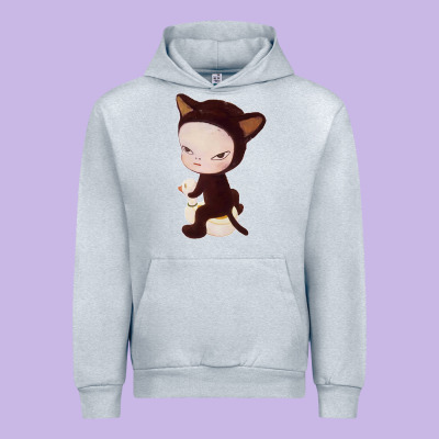 Yoshitomo Nara Cute Cat Urban Hoodie Designed By Artisfamous