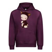 Mauve Wine Yoshitomo Nara Cute Cat Urban Hoodie - artisFamous