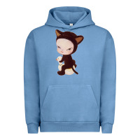 Pigment Pebble Blue Yoshitomo Nara Cute Cat Urban Hoodie - artisFamous