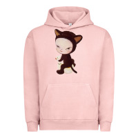 Pigment Salmon Yoshitomo Nara Cute Cat Urban Hoodie - artisFamous