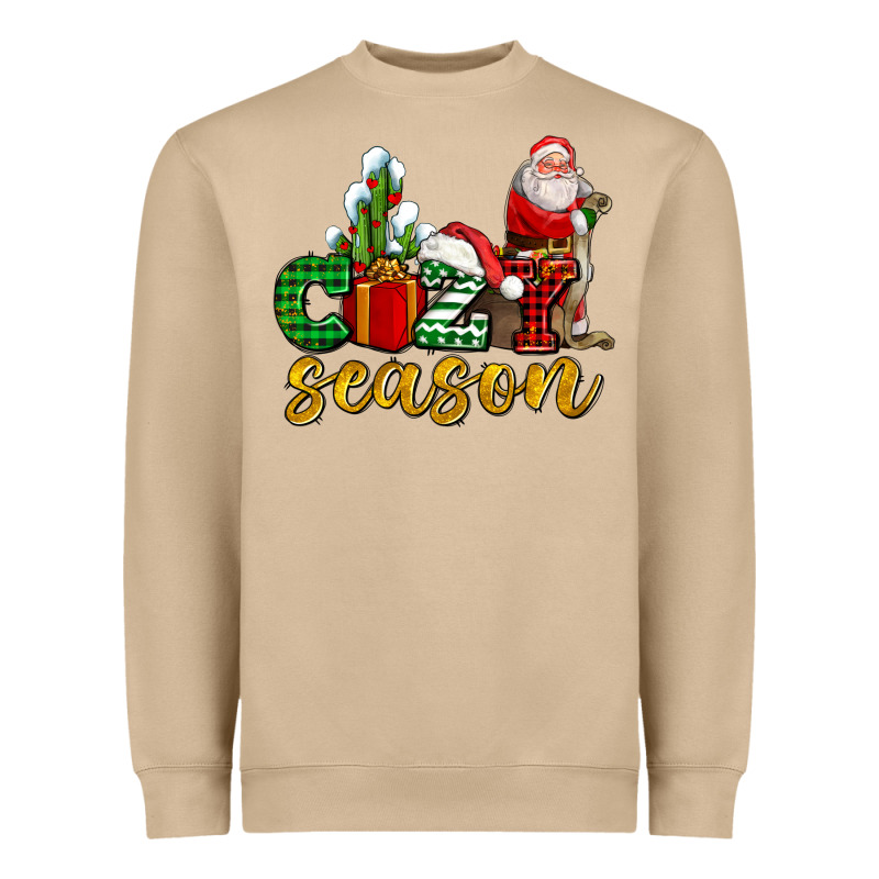 Cozy Season With Santa Christmas Tree Cactus And Gift Heavyweight Sweatshirt by AdoDesignShop | Teevron